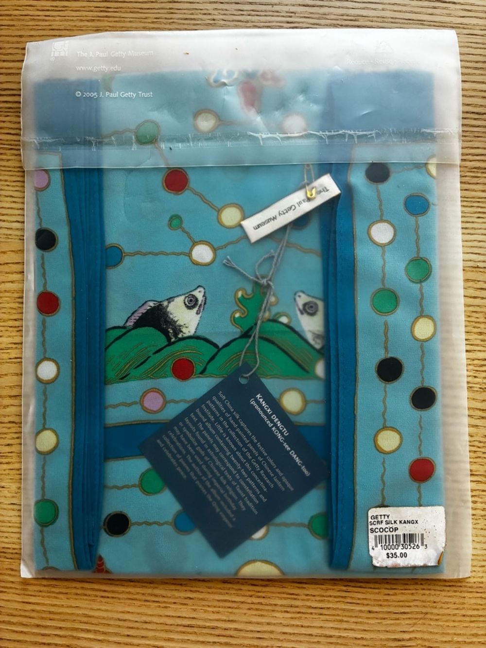 Chinese Silk Scarf with Colorful Motif featuring Art from the Getty - Picture 3 of 9
